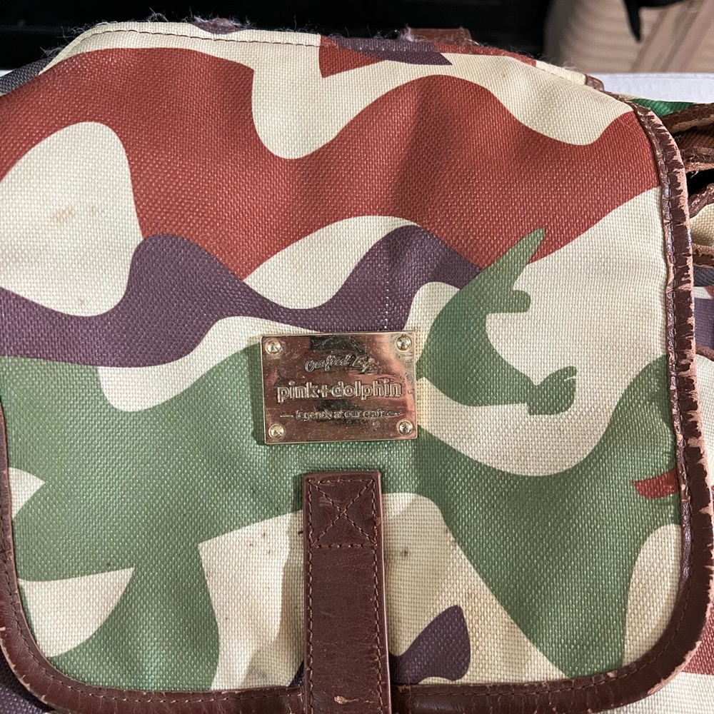 Pink Dolphin original green camo backpack